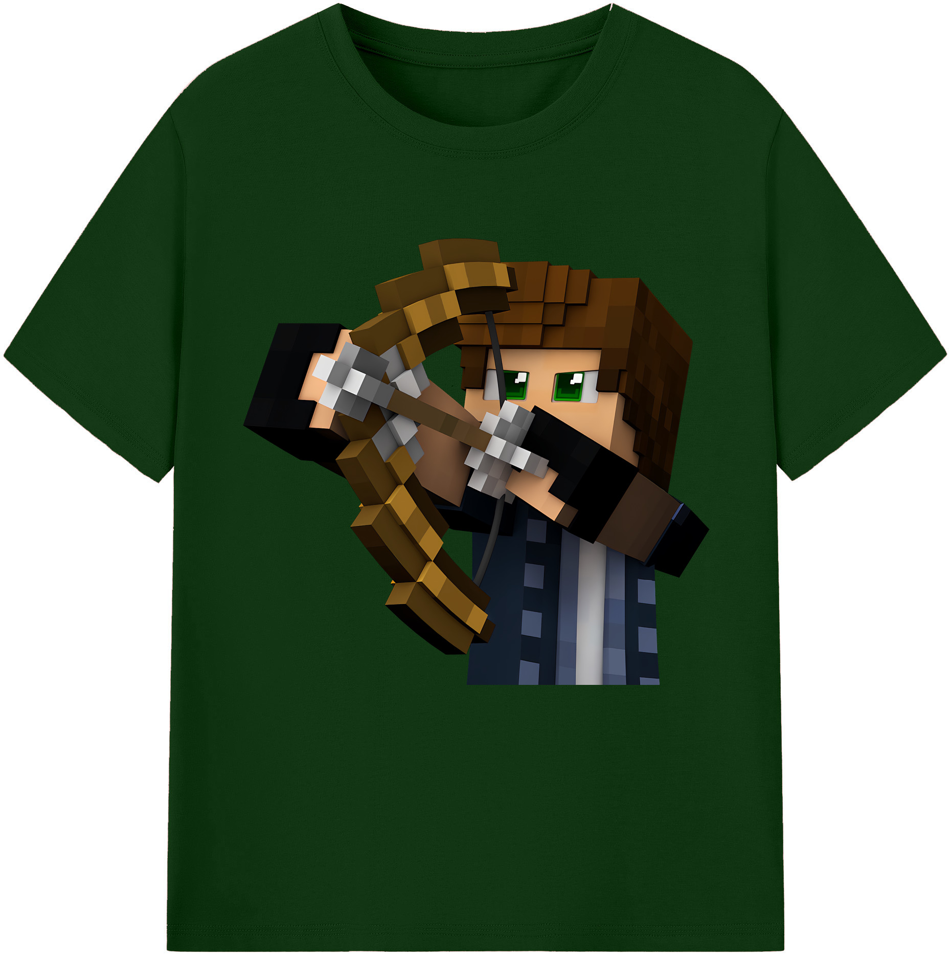 （画像用） マインクラフト ブロックの世界 Minecraft MC Block world 綿100％半袖Tシャツ（フロントプリント）